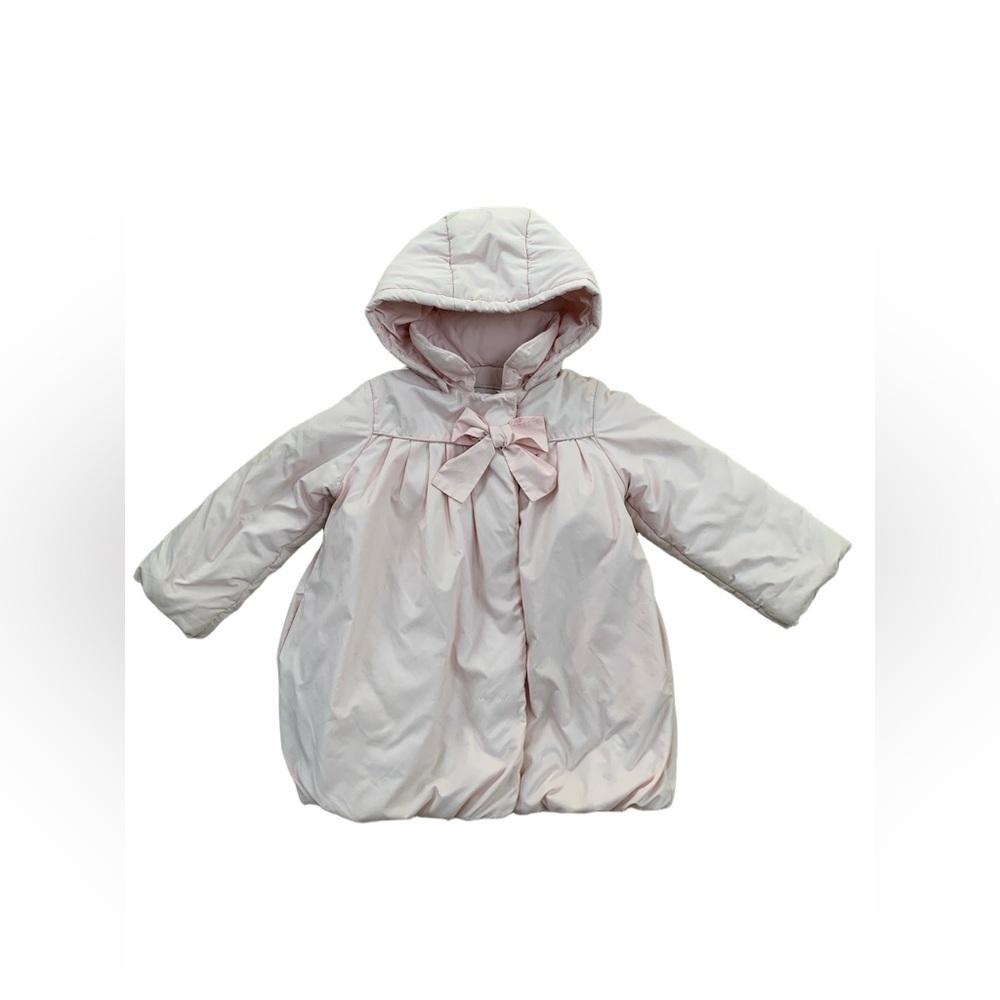 Jacadi Size 3 Years Blush Pink Bow Front Puffer Coat